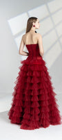 Emily Fit and Flare Straight Across Neck Mesh Floor Length Dress - MEAN BLVD
