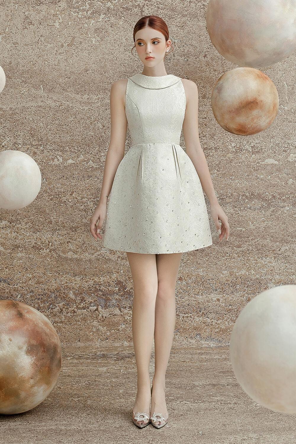 Emma A-line Sleeveless Jacquard Mini Dress - MEAN BLVD