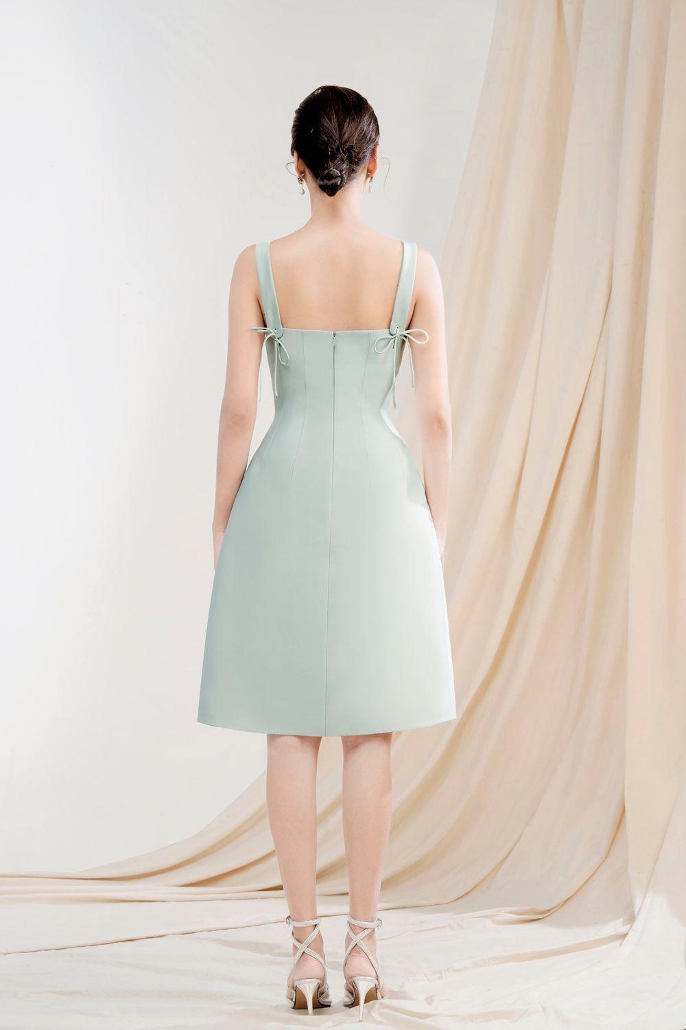 Women's Emma A-line Strappy Polycotton Knee-length Dress S/M/L Light Blue/Bronze Brown MEAN BLVD M / Light Blue Women's Emma A-line Strappy Polycotton Knee-length Dress S/M/L Light Blue/Bronze Brown MEAN BLVD M / Light Blue