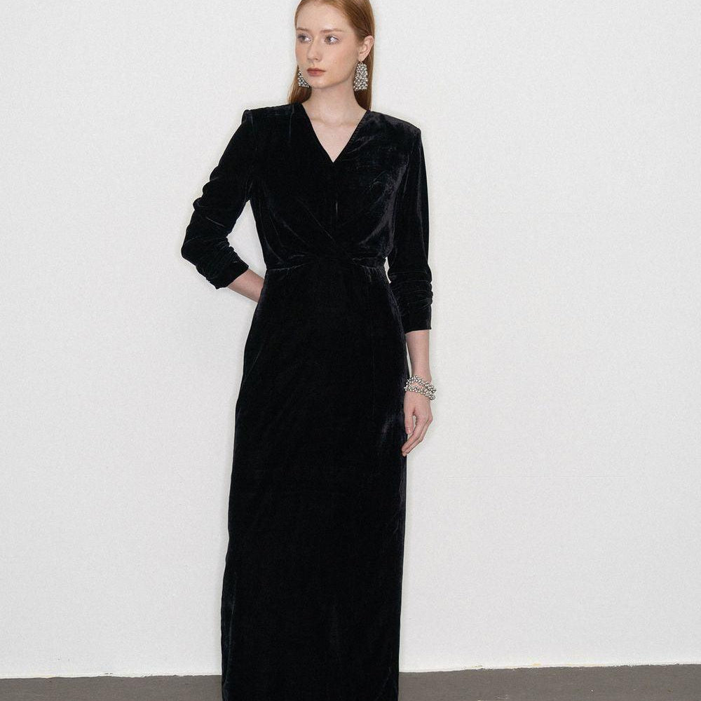 Emma Sheath V-Neck Polycotton Maxi Dress - MEAN BLVD