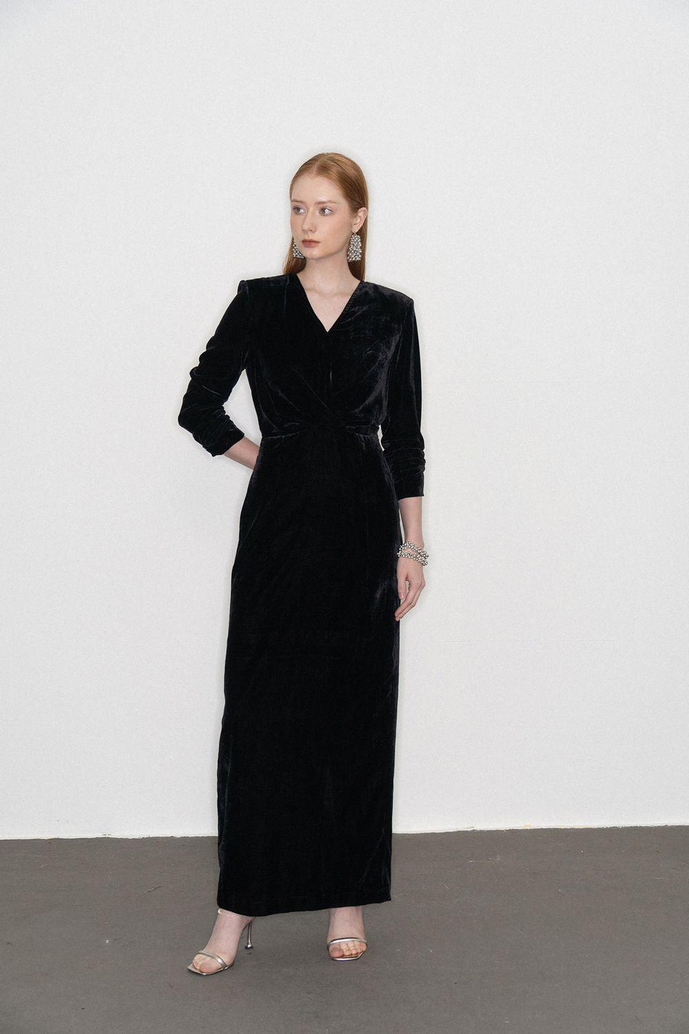 Emma Sheath V-Neck Polycotton Maxi Dress - MEAN BLVD