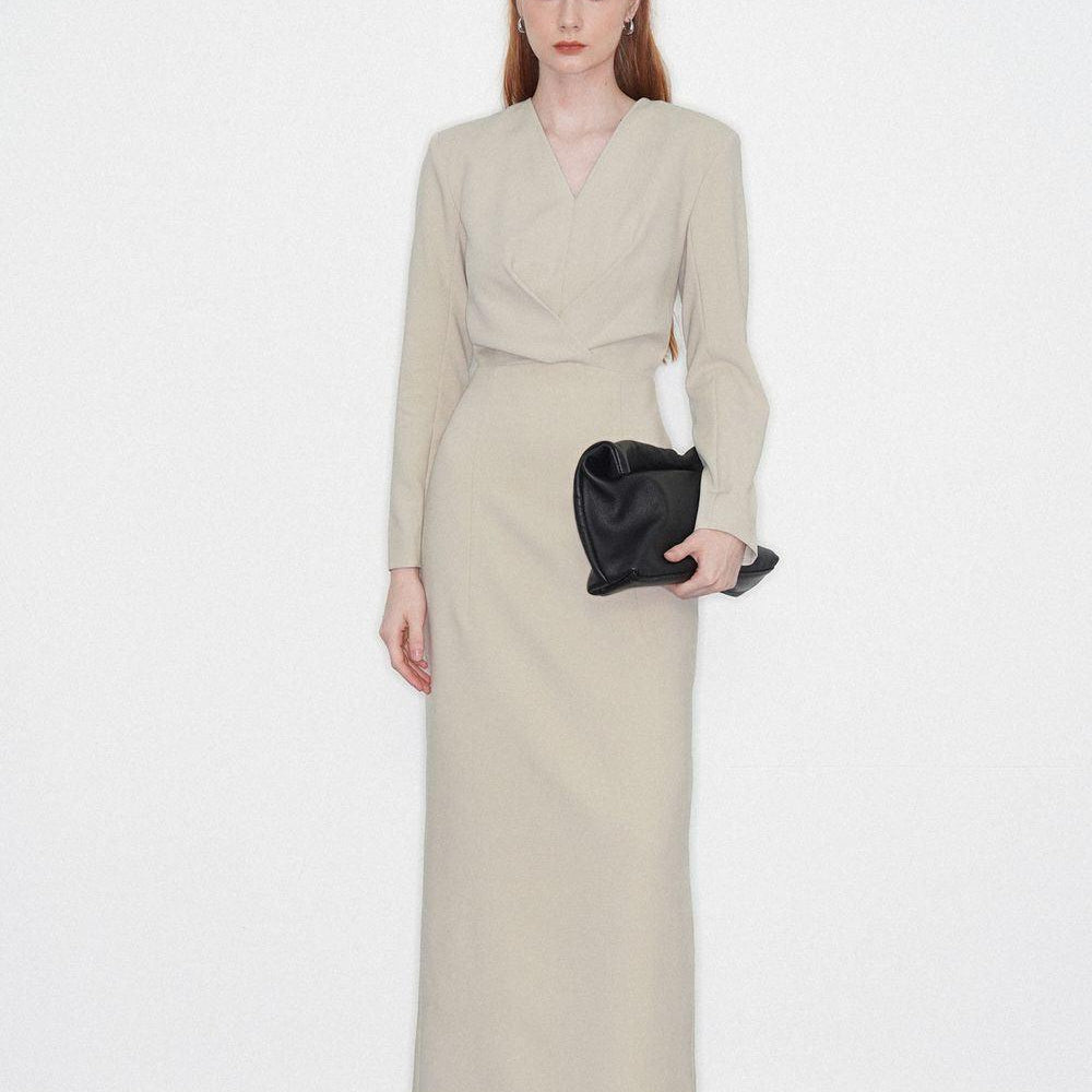 Emma Sheath V-Neck Polycotton Maxi Dress - MEAN BLVD