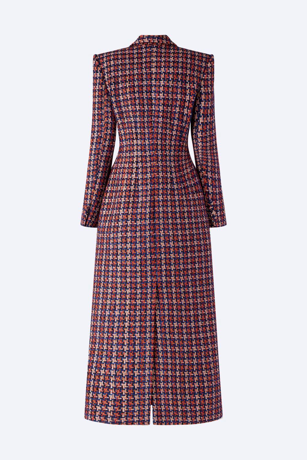 Emma Structured Notch Lapel Tweed Midi Trench Coat - MEAN BLVD
