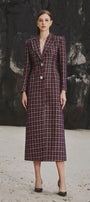 Emma Structured Notch Lapel Tweed Midi Trench Coat - MEAN BLVD