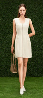 Emmalyn A-line Front Zipper Burlap Mini Dress - MEAN BLVD