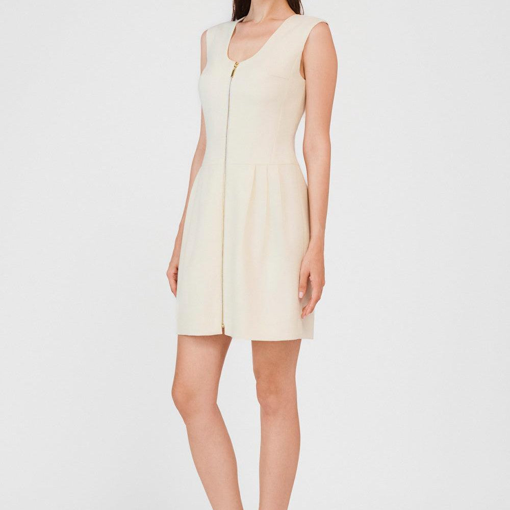 Emmalyn A-line Front Zipper Burlap Mini Dress - MEAN BLVD