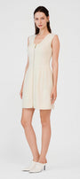 Emmalyn A-line Front Zipper Burlap Mini Dress - MEAN BLVD