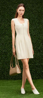 Emmalyn A-line Front Zipper Burlap Mini Dress - MEAN BLVD