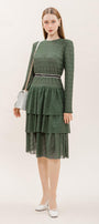 Emmeline A-line Layered Knitted Fabric Knee-length Dress - MEAN BLVD