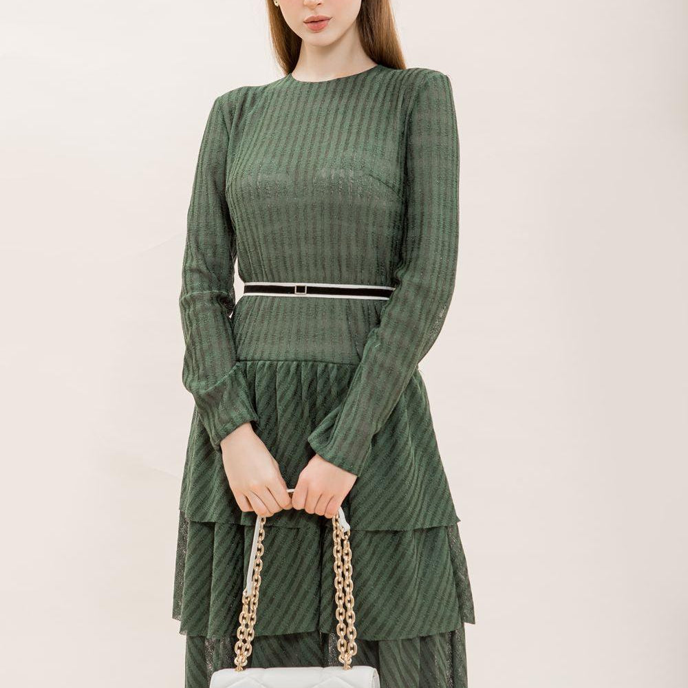 Emmeline A-line Layered Knitted Fabric Knee-length Dress - MEAN BLVD