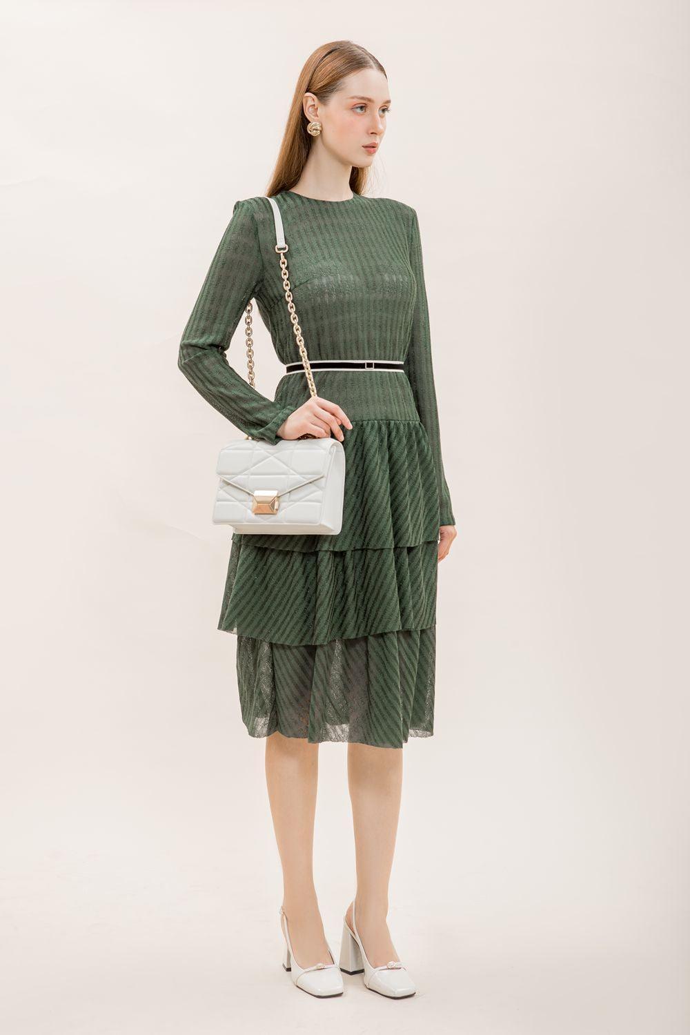 Emmeline A-line Layered Knitted Fabric Knee-length Dress - MEAN BLVD