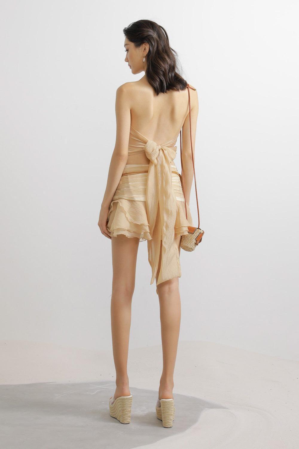 Emmitt Cropped Halter Neck Organza Voile Top - MEAN BLVD