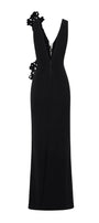Emory Sheath V-Neck Satin Crepe Floor Length Dress - MEAN BLVD