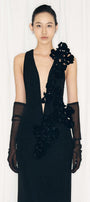 Emory Sheath V-Neck Satin Crepe Floor Length Dress - MEAN BLVD