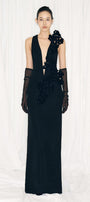 Emory Sheath V-Neck Satin Crepe Floor Length Dress - MEAN BLVD