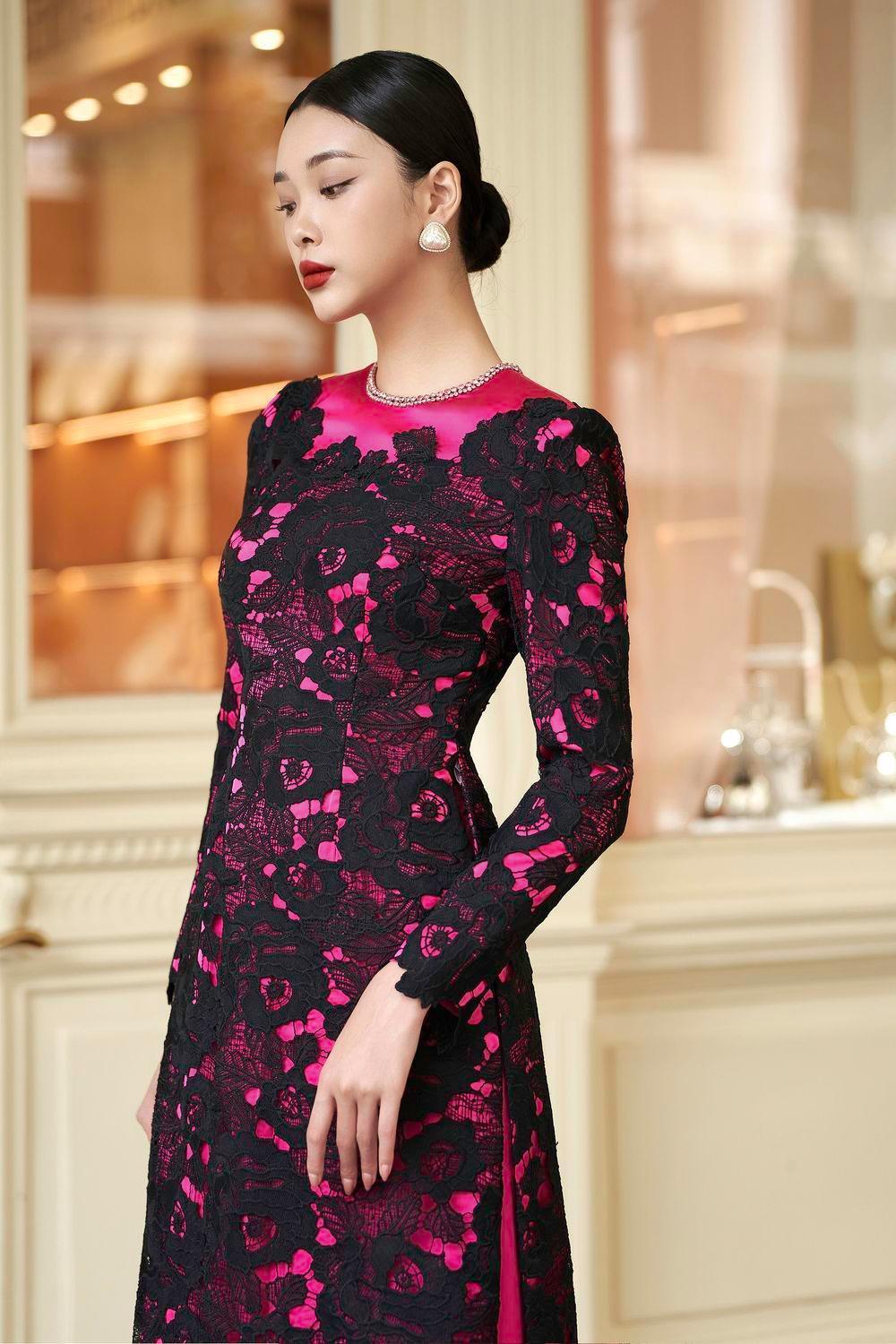 Empira Straight Stone Silk Lace Floor Length Ao Dai - MEAN BLVD