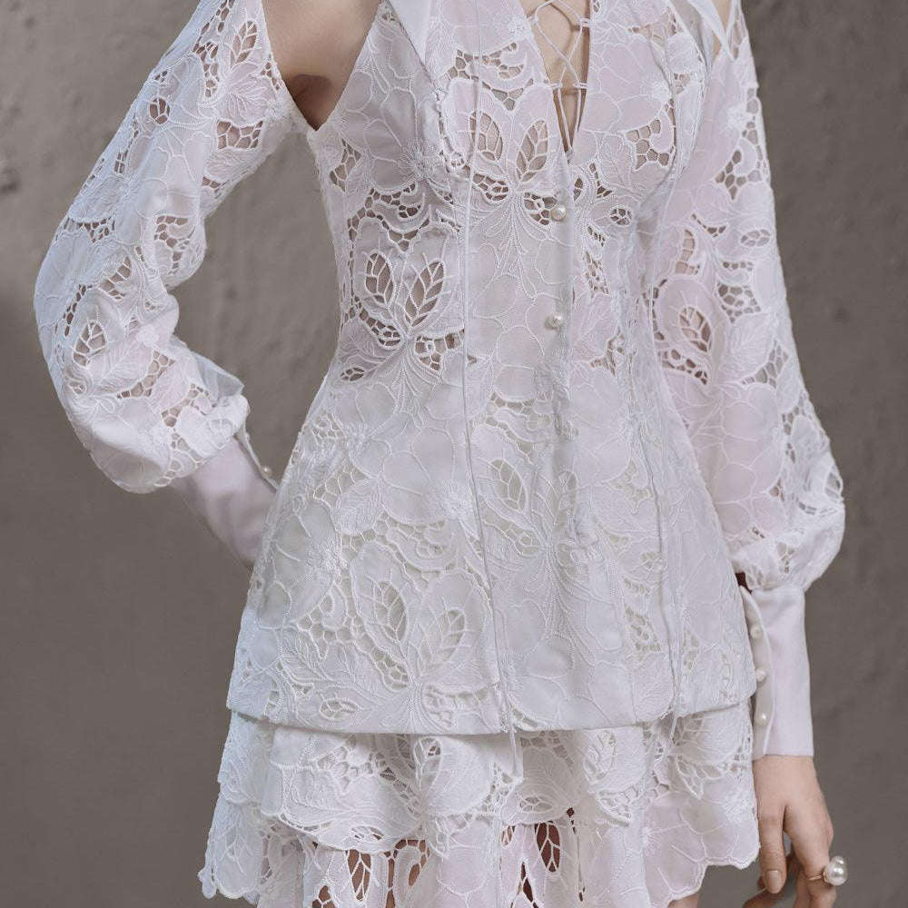 Enda A-line Layered Lace Mini Skirt - MEAN BLVD