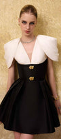 Enigma A-line Draped Taffeta Mini Dress - MEAN BLVD