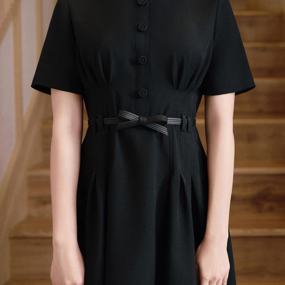 Enoch A-line High Neck Linen Cotton Midi Dress - MEAN BLVD