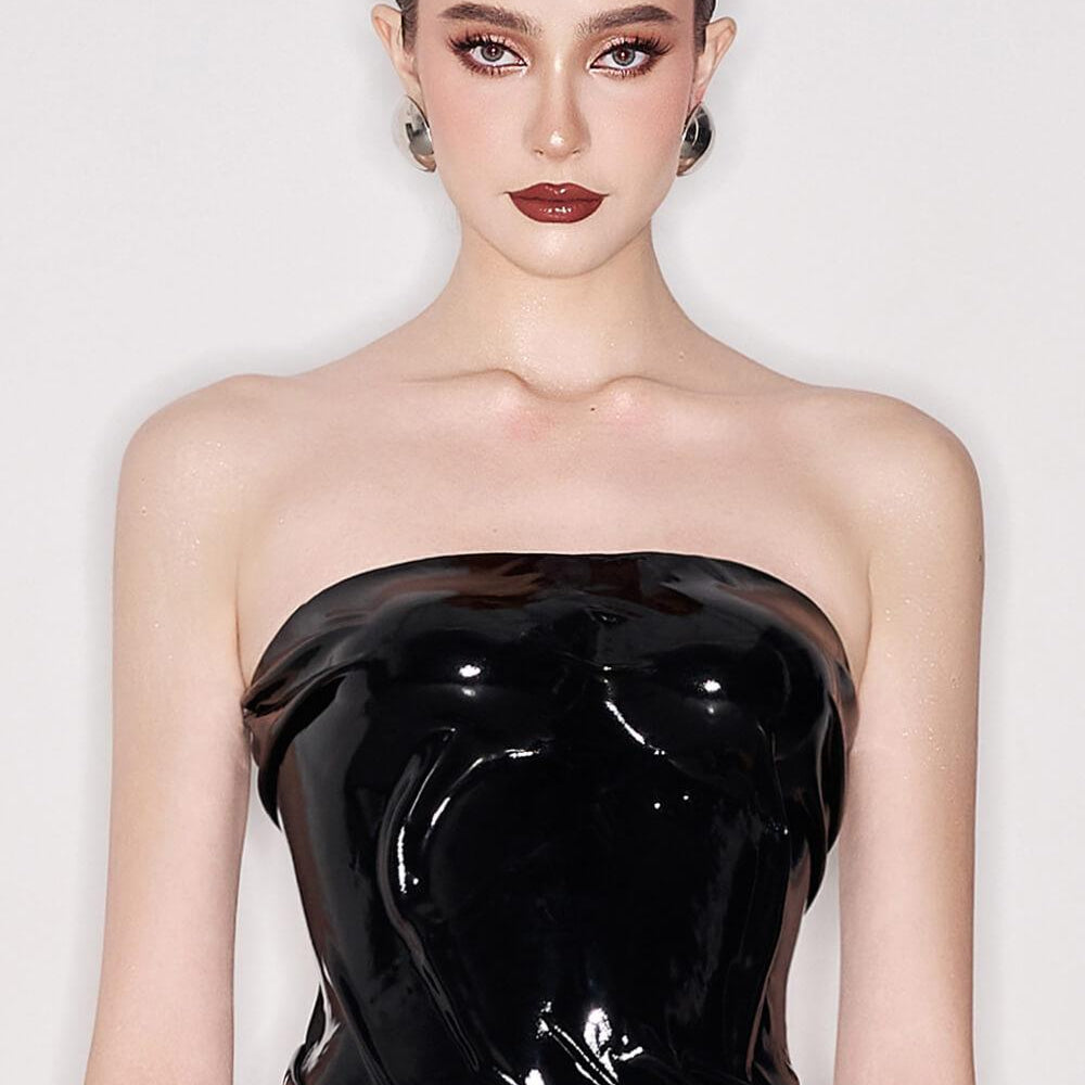 Enoch Bodycon Straight Across Neck Crepe Top - MEAN BLVD