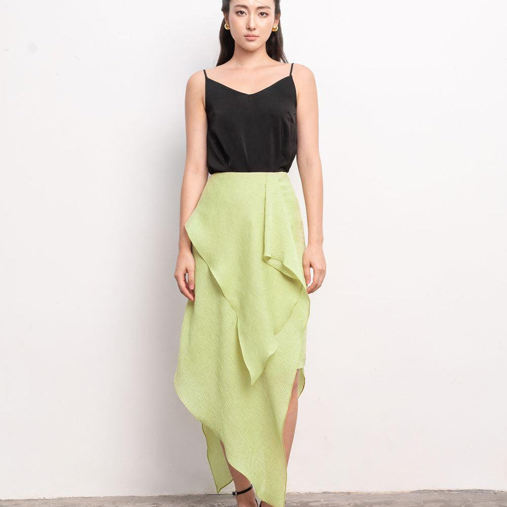 Enola Asymmetric Ruffled Foam Chiffon Ankle Length Skirt - MEAN BLVD