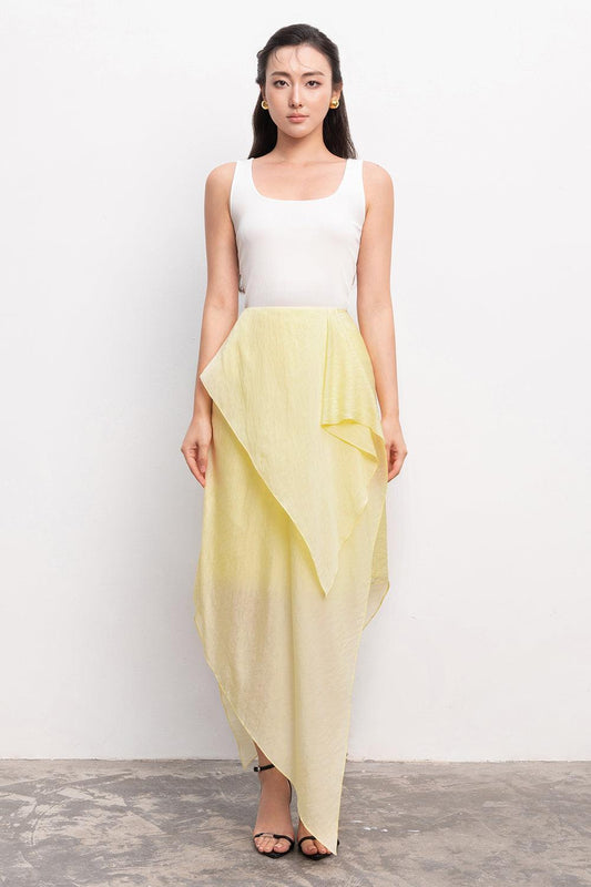 Enola Asymmetric Ruffled Foam Chiffon Ankle Length Skirt - MEAN BLVD