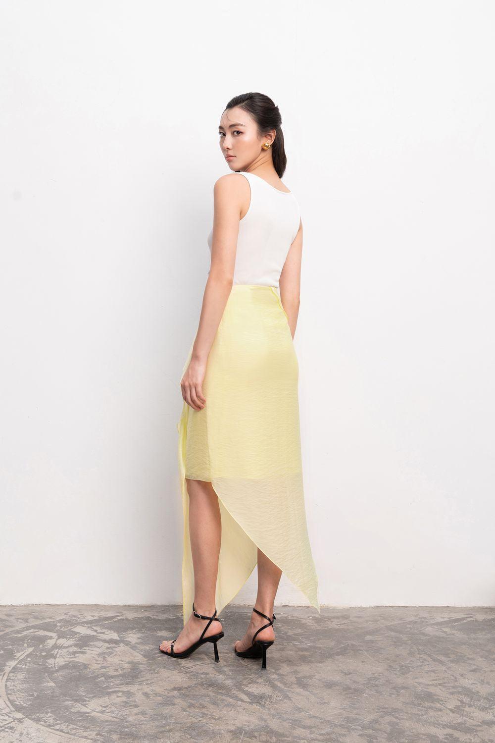 Enola Asymmetric Ruffled Foam Chiffon Ankle Length Skirt - MEAN BLVD