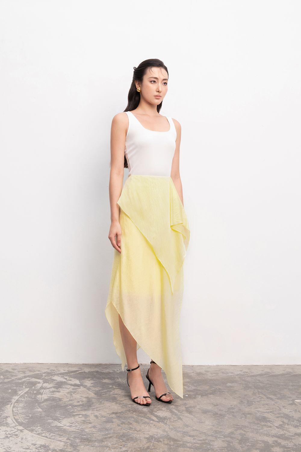 Enola Asymmetric Ruffled Foam Chiffon Ankle Length Skirt - MEAN BLVD