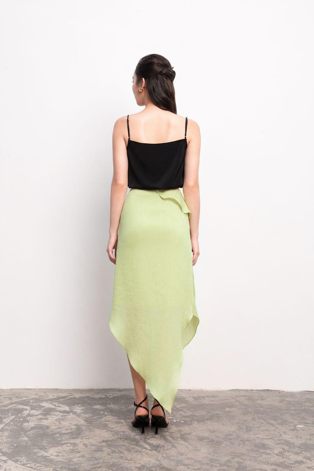 Enola Asymmetric Ruffled Foam Chiffon Ankle Length Skirt - MEAN BLVD