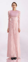 Enriquez Sheath Round Neck Mesh Silk Floor Length Dress - MEAN BLVD