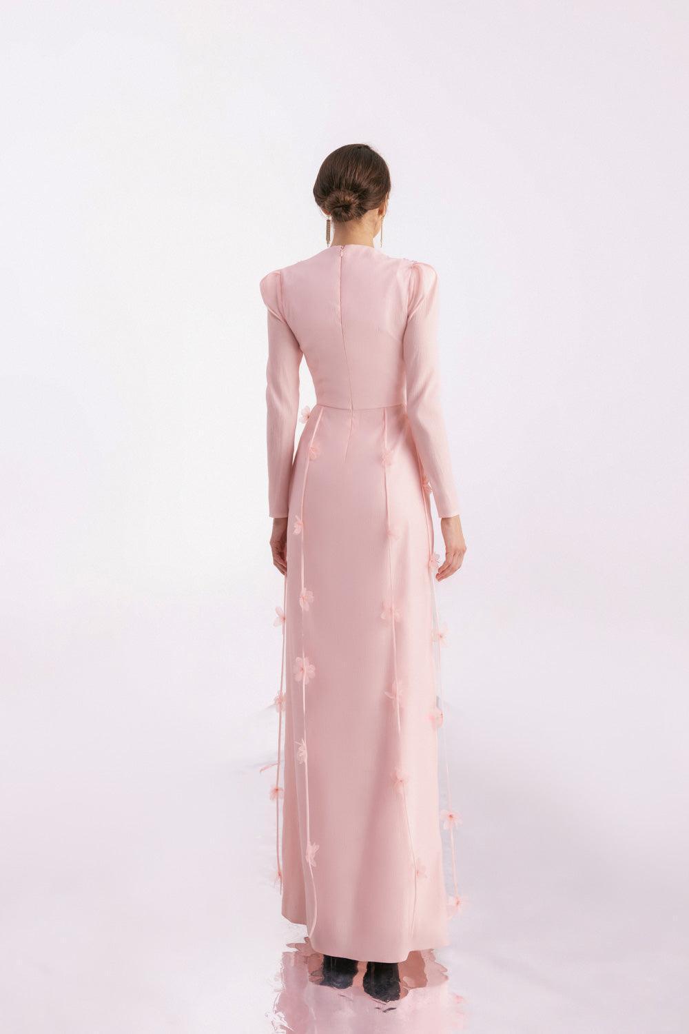Enriquez Sheath Round Neck Mesh Silk Floor Length Dress - MEAN BLVD