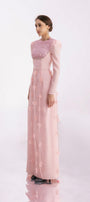 Enriquez Sheath Round Neck Mesh Silk Floor Length Dress - MEAN BLVD