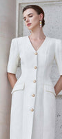 Epitome Sheath Middle Sleeved Brocade Floor Length Dress - MEAN BLVD