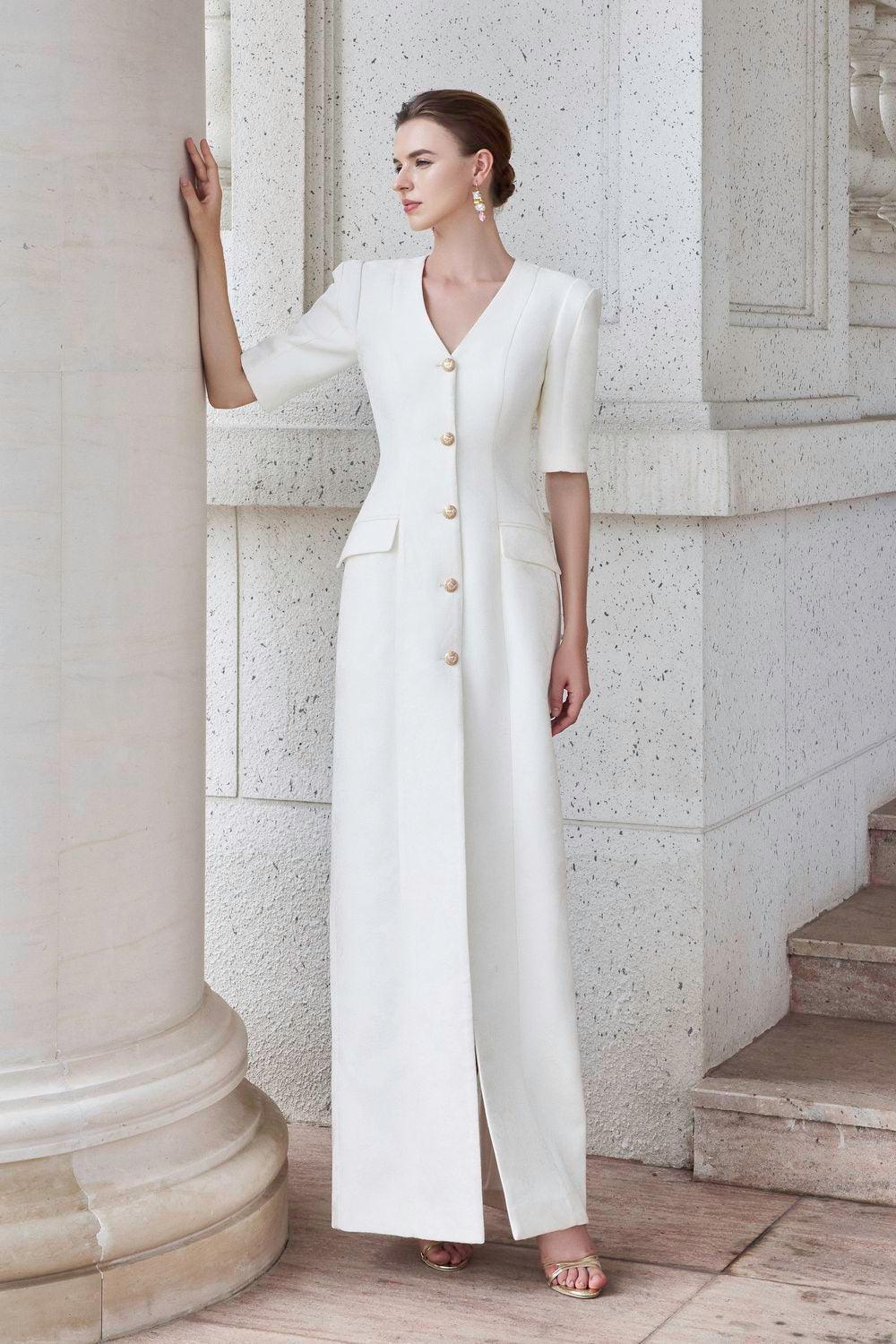 Women's Epitome Sheath Middle Sleeved Brocade Floor Length Dress XS/S/M/L/XL/XXL White MEAN BLVD White / XL Women's Epitome Sheath Middle Sleeved Brocade Floor Length Dress XS/S/M/L/XL/XXL White MEAN BLVD White / XL