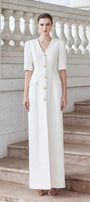 Epitome Sheath Middle Sleeved Brocade Floor Length Dress - MEAN BLVD