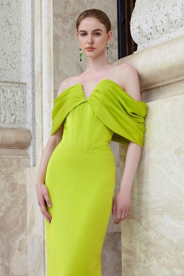 Equinox Sheath Off-Shoulder Silk Floor Length Dress - MEAN BLVD