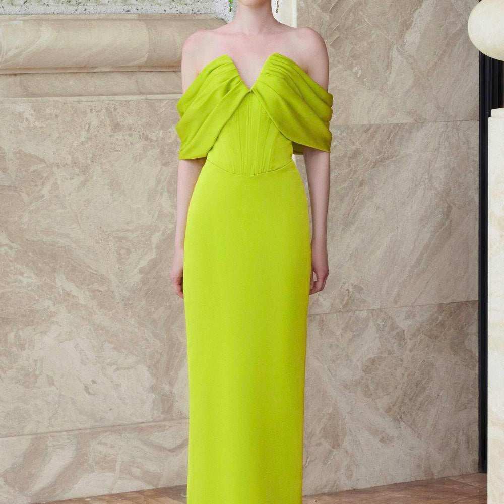 Equinox Sheath Off-Shoulder Silk Floor Length Dress - MEAN BLVD