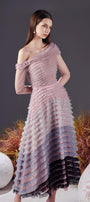 Erica A-line Diagonal Neck Mesh Sheer Midi Dress - MEAN BLVD