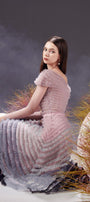 Erica A-line Diagonal Neck Mesh Sheer Midi Dress - MEAN BLVD