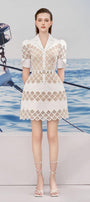 Erica A-line Leg Of Mutton Sleeved Lace Mini Dress - MEAN BLVD