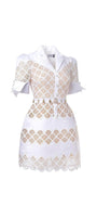 Erica A-line Leg Of Mutton Sleeved Lace Mini Dress - MEAN BLVD