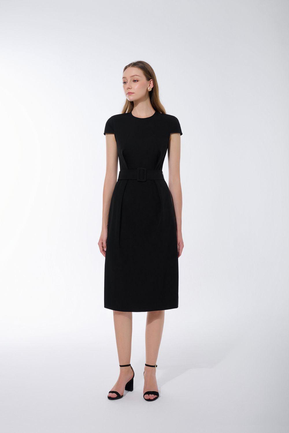 Erina A-line Cap Sleeved Twill Midi Dress - MEAN BLVD