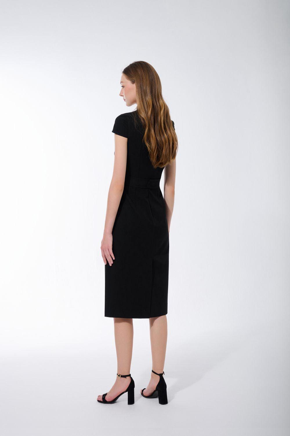 Erina A-line Cap Sleeved Twill Midi Dress - MEAN BLVD