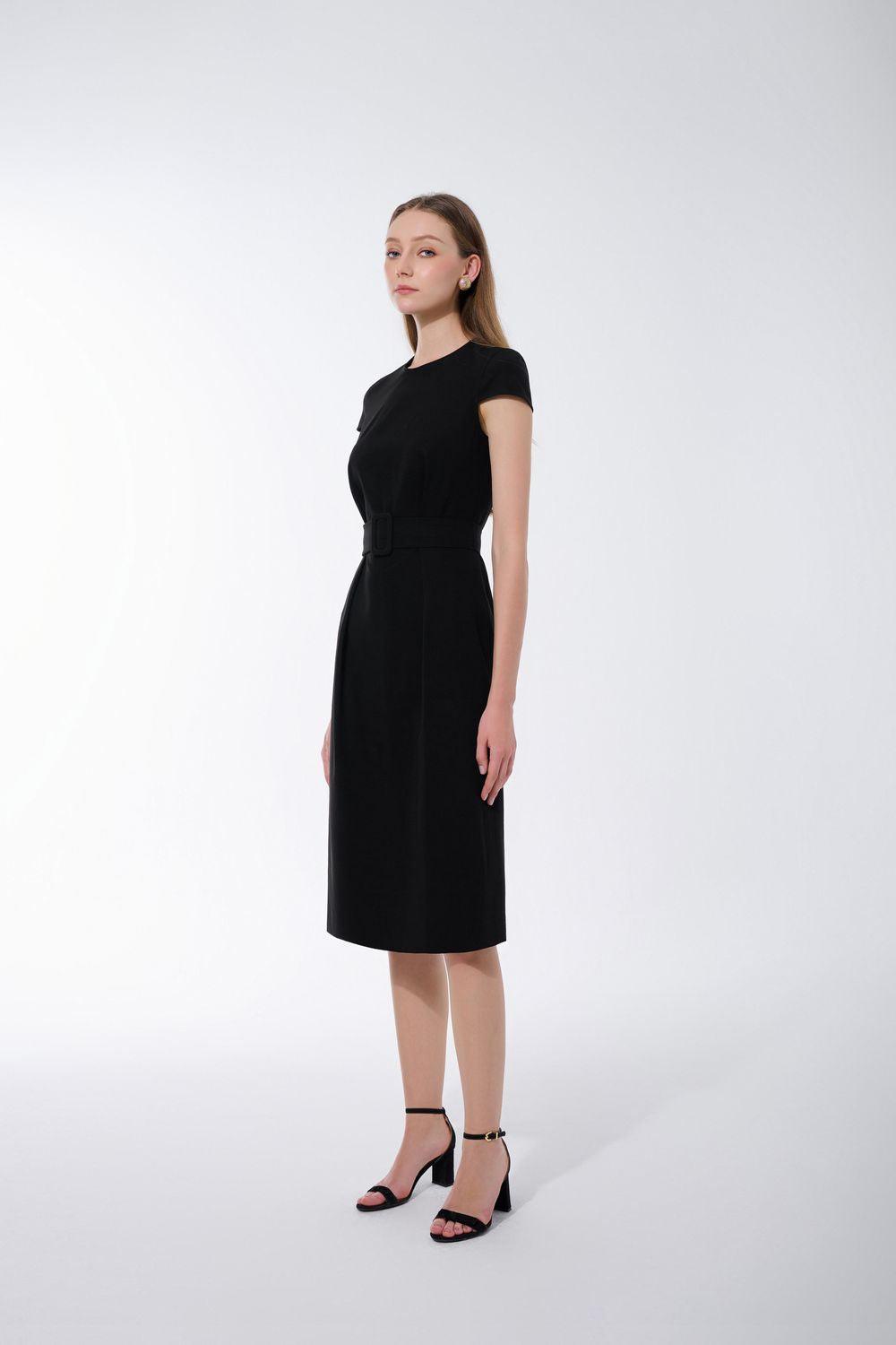 Erina A-line Cap Sleeved Twill Midi Dress - MEAN BLVD