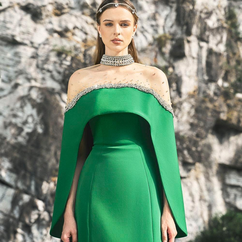 Escapade Strapless Straight Across Neck Velvet Floor Length Dress - MEAN BLVD