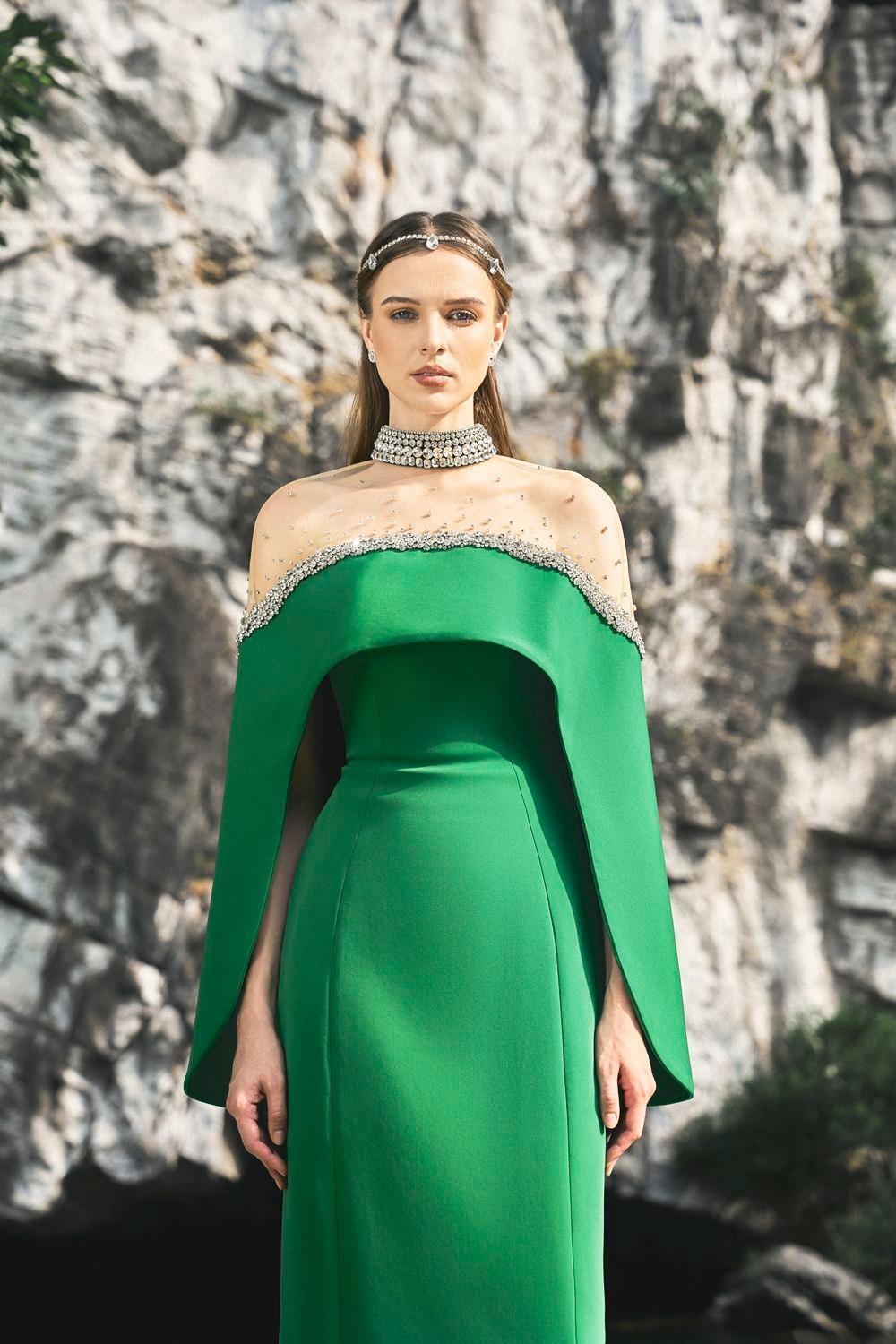 green velvet cape dress BLACK STRAPLESS BUSTIER VELVET GOWN WITH LONG CAPE | CULT MIA main image 1
