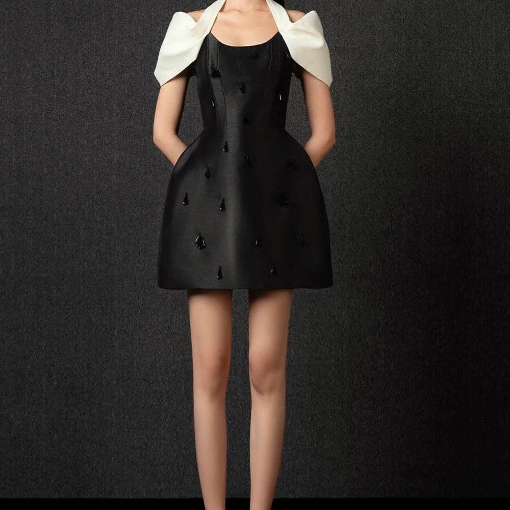 Esma A-line Halter Neck Taffeta Mini Dress - MEAN BLVD