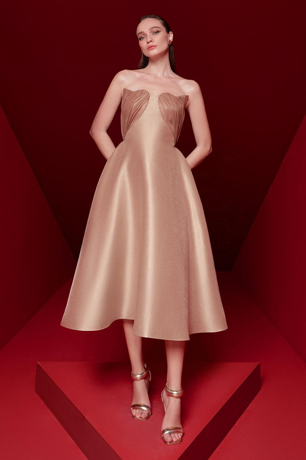 Esme Fit and Flare Sleeveless Taffeta Midi Dress - MEAN BLVD