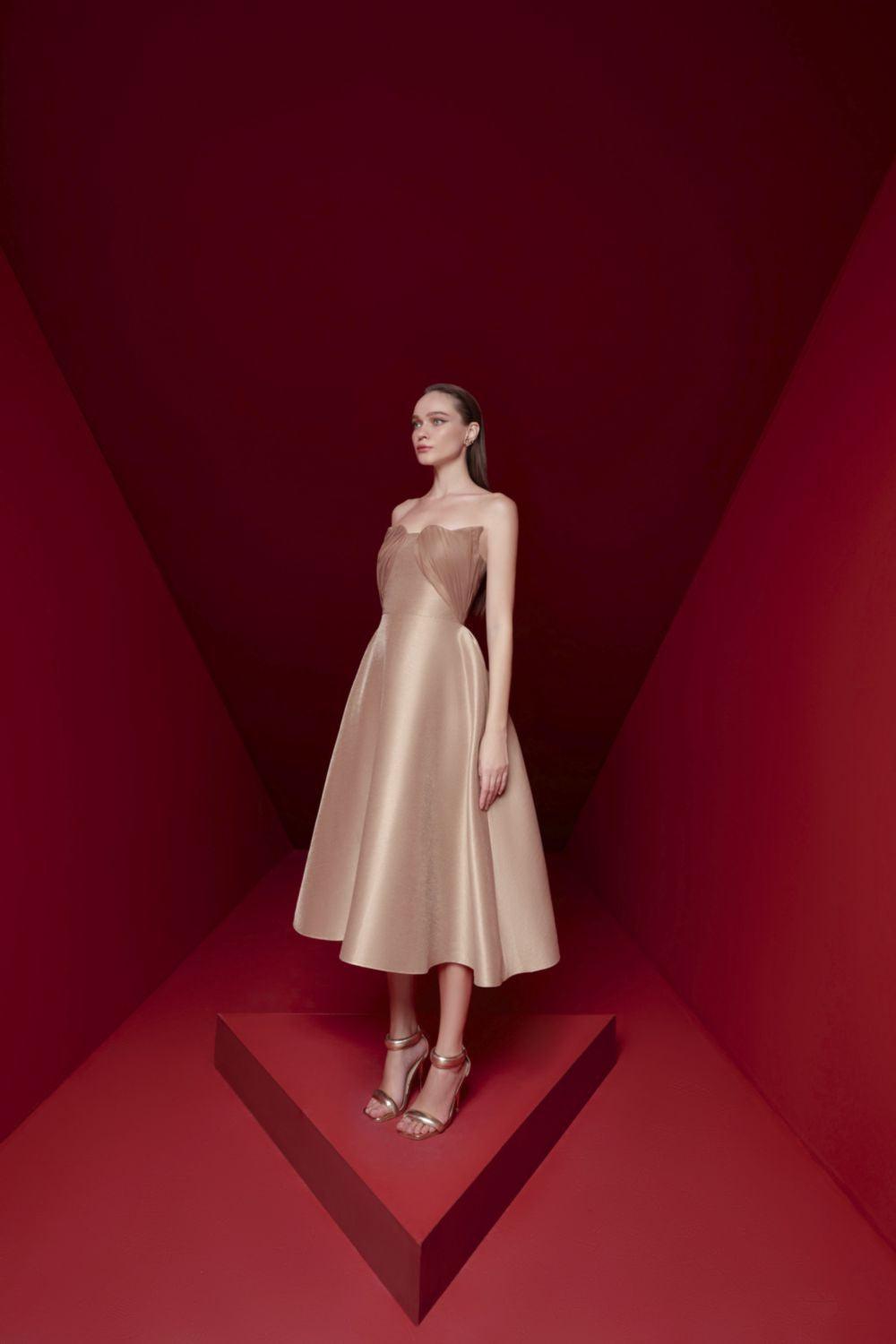 Esme Fit and Flare Sleeveless Taffeta Midi Dress - MEAN BLVD