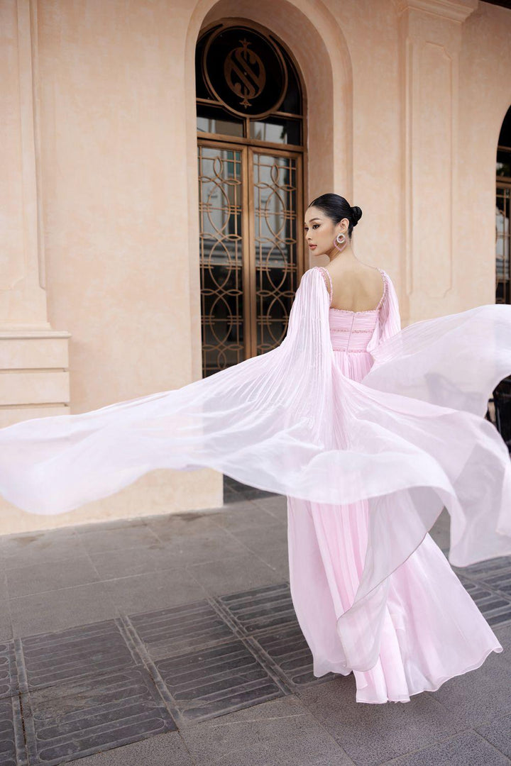 Esperanza A-line Square Neck Silk Floor Length Dress - MEAN BLVD